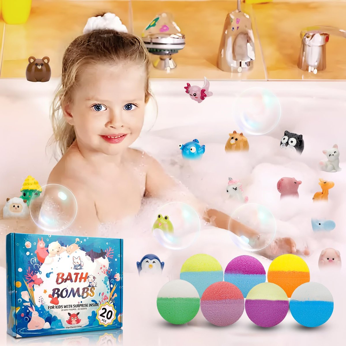 20 Pack Bath Bombs for Kids with Surprise Inside Bubble Bath Toys – Natural Organic Bath Bombs Set, Easter Basket Stuffers, Birthday Christmas Gift for Boys Girls Ages 3-8 Avelisse