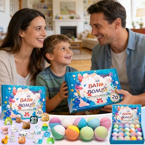 20 Pack Bath Bombs for Kids with Surprise Inside Bubble Bath Toys – Natural Organic Bath Bombs Set, Easter Basket Stuffers, Birthday Christmas Gift for Boys Girls Ages 3-8 Avelisse