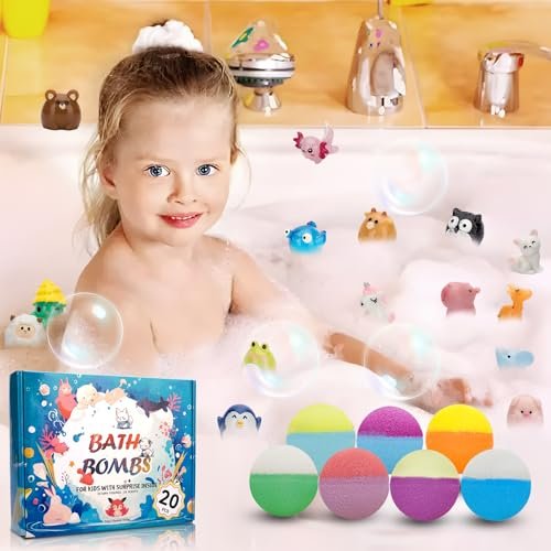 20 Pack Bath Bombs for Kids with Surprise Inside Bubble Bath Toys – Natural Organic Bath Bombs Set, Easter Basket Stuffers, Birthday Christmas Gift for Boys Girls Ages 3-8 Avelisse