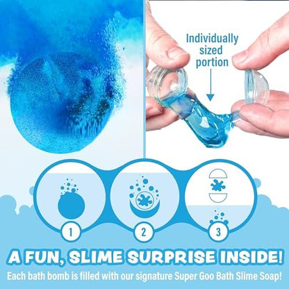 Tub Works Super Goo Bath Slime Surprise Bombs, 6 Pack - Nontoxic Stretchy Slime Soap with Toy Inside for Kids Avelisse