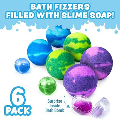 Tub Works Super Goo Bath Slime Surprise Bombs, 6 Pack - Nontoxic Stretchy Slime Soap with Toy Inside for Kids Avelisse