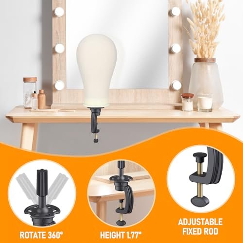 Hemndic Wig Stand with Head - Height Adjustable Wig Head Stand with Mannequin Head and Extra Clamp Stand Avelisse