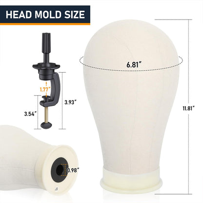 Hemndic Wig Stand with Head - Height Adjustable Wig Head Stand with Mannequin Head and Extra Clamp Stand Avelisse