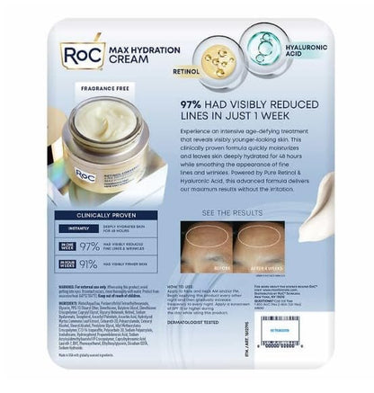 RoC Retinol Correxion Line Smoothing Max Hydration Cream 2-Pack (1.7 oz + 3.4 oz) | 5.1 oz Total Avelisse