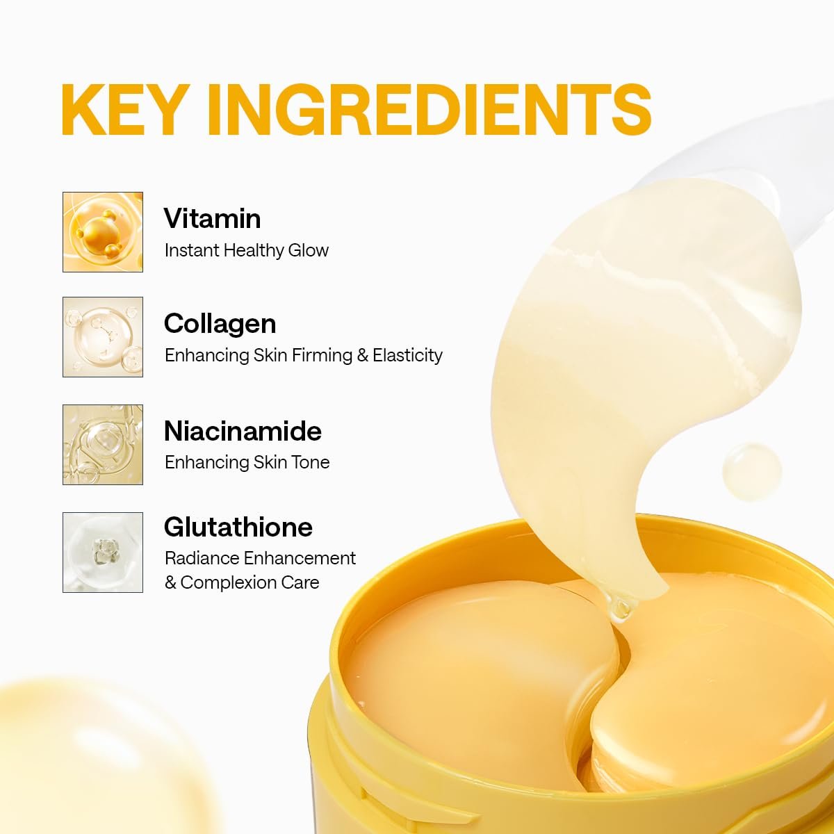 Mediheal Vita Collagen Under Eye Patches - Korean Hydrogel Eye Pads (60 Patches) with 7 Vitamins & 5 Micro Collagen, Moisturizing & Non-Irritating Eye Gel Mask, Sealing Cap Included - görsel 7