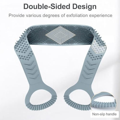 FREATECH Silicone Back Scrubber for Shower Men - Dual-Sided Exfoliator Washer Scrub Strap, 36 Inch Grey Avelisse