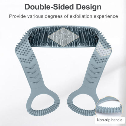 FREATECH Silicone Back Scrubber for Shower Men - Dual-Sided Exfoliator Washer Scrub Strap, 36 Inch Grey Avelisse