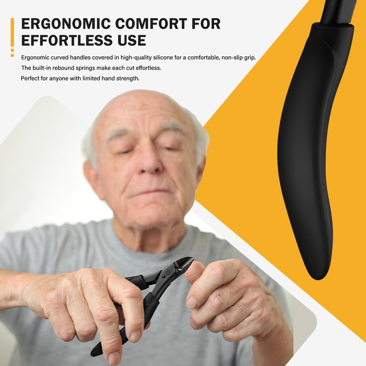 BEZOX Toe Nail Clippers for Thick Toenails – Raised Cutting Edge Ingrown Toenail Clippers, Ergonomic Design, Podiatrist Recommended – Black Avelisse