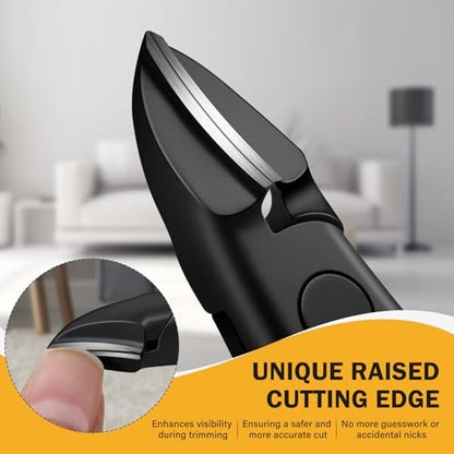 BEZOX Toe Nail Clippers for Thick Toenails – Raised Cutting Edge Ingrown Toenail Clippers, Ergonomic Design, Podiatrist Recommended – Black Avelisse