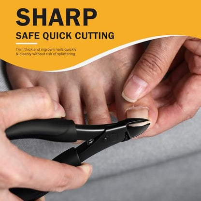 BEZOX Toe Nail Clippers for Thick Toenails – Raised Cutting Edge Ingrown Toenail Clippers, Ergonomic Design, Podiatrist Recommended – Black Avelisse