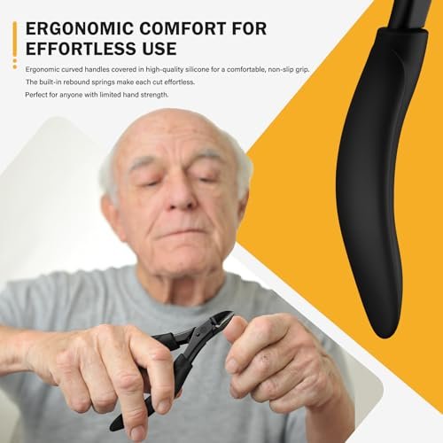 BEZOX Toe Nail Clippers for Thick Toenails – Raised Cutting Edge Ingrown Toenail Clippers, Ergonomic Design, Podiatrist Recommended – Black Avelisse