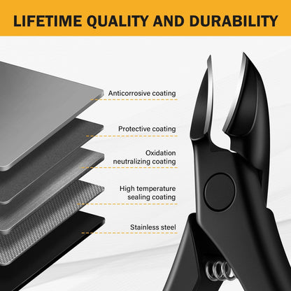 BEZOX Toe Nail Clippers for Thick Toenails – Raised Cutting Edge Ingrown Toenail Clippers, Ergonomic Design, Podiatrist Recommended – Black Avelisse