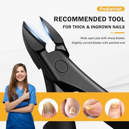 BEZOX Toe Nail Clippers for Thick Toenails – Raised Cutting Edge Ingrown Toenail Clippers, Ergonomic Design, Podiatrist Recommended – Black Avelisse