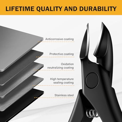BEZOX Toe Nail Clippers for Thick Toenails – Raised Cutting Edge Ingrown Toenail Clippers, Ergonomic Design, Podiatrist Recommended – Black Avelisse