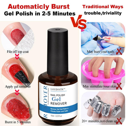 2-Pack Gel Nail Polish Remover with Steel Pusher, Scraper & 2 Nail Files – Fast 2-5 Minute Removal, No Wrapping or Soaking Required Avelisse