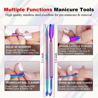 2-Pack Gel Nail Polish Remover with Steel Pusher, Scraper & 2 Nail Files – Fast 2-5 Minute Removal, No Wrapping or Soaking Required Avelisse