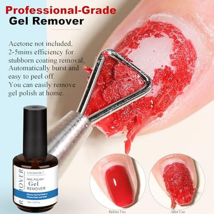 2-Pack Gel Nail Polish Remover with Steel Pusher, Scraper & 2 Nail Files – Fast 2-5 Minute Removal, No Wrapping or Soaking Required Avelisse