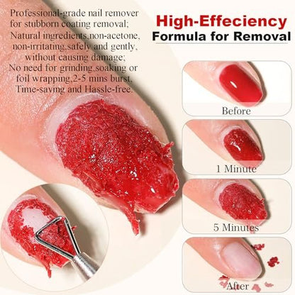 2-Pack Gel Nail Polish Remover with Steel Pusher, Scraper & 2 Nail Files – Fast 2-5 Minute Removal, No Wrapping or Soaking Required Avelisse