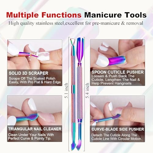 2-Pack Gel Nail Polish Remover with Steel Pusher, Scraper & 2 Nail Files – Fast 2-5 Minute Removal, No Wrapping or Soaking Required Avelisse