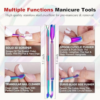 2-Pack Gel Nail Polish Remover with Steel Pusher, Scraper & 2 Nail Files – Fast 2-5 Minute Removal, No Wrapping or Soaking Required Avelisse
