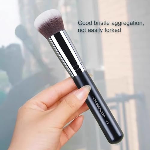 ACOSBRUOP Foundation Brush - Round Top Kabuki Brush for Liquid, Mineral Powder, Buffing & Stippling - Professional Makeup Brush, Black - görsel 8