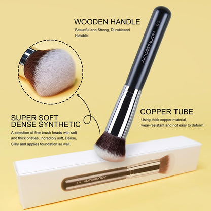 ACOSBRUOP Foundation Brush - Round Top Kabuki Brush for Liquid, Mineral Powder, Buffing & Stippling - Professional Makeup Brush, Black