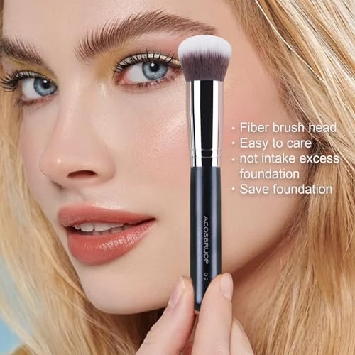 ACOSBRUOP Foundation Brush - Round Top Kabuki Brush for Liquid, Mineral Powder, Buffing & Stippling - Professional Makeup Brush, Black - görsel 14