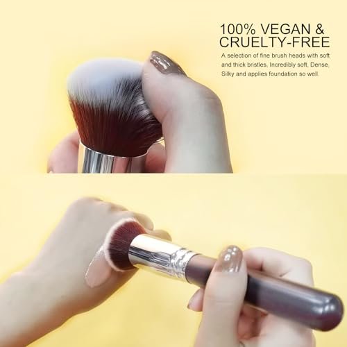 ACOSBRUOP Foundation Brush - Round Top Kabuki Brush for Liquid, Mineral Powder, Buffing & Stippling - Professional Makeup Brush, Black - görsel 16