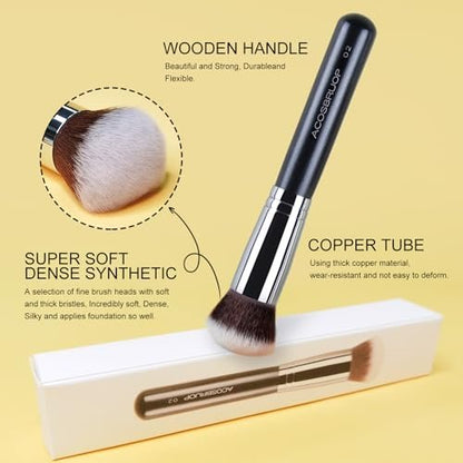 ACOSBRUOP Foundation Brush - Round Top Kabuki Brush for Liquid, Mineral Powder, Buffing & Stippling - Professional Makeup Brush, Black