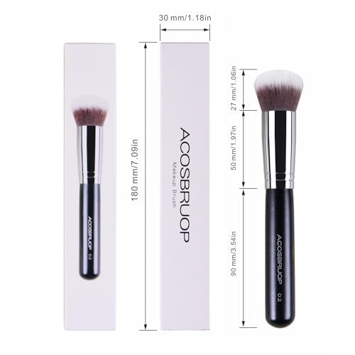 ACOSBRUOP Foundation Brush - Round Top Kabuki Brush for Liquid, Mineral Powder, Buffing & Stippling - Professional Makeup Brush, Black - görsel 4