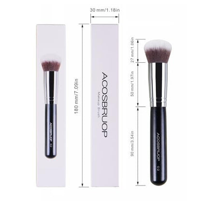 ACOSBRUOP Foundation Brush - Round Top Kabuki Brush for Liquid, Mineral Powder, Buffing & Stippling - Professional Makeup Brush, Black