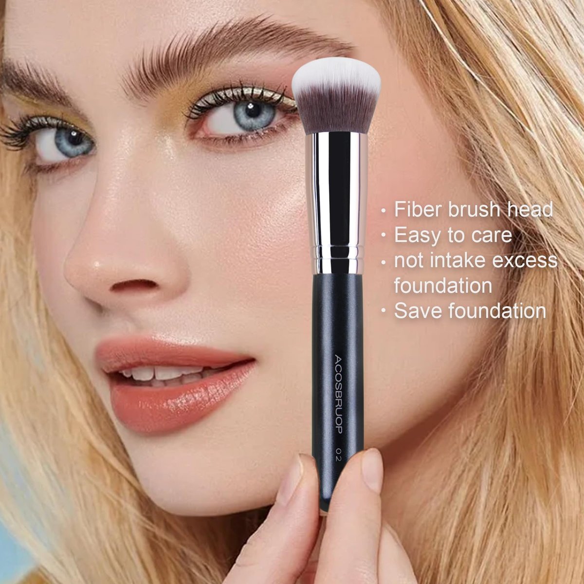 ACOSBRUOP Foundation Brush - Round Top Kabuki Brush for Liquid, Mineral Powder, Buffing & Stippling - Professional Makeup Brush, Black - görsel 13