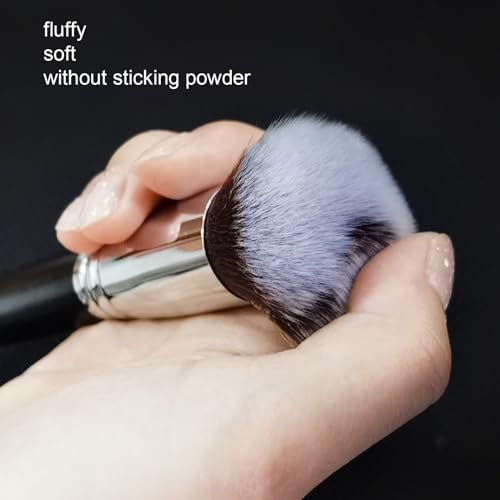 ACOSBRUOP Foundation Brush - Round Top Kabuki Brush for Liquid, Mineral Powder, Buffing & Stippling - Professional Makeup Brush, Black - görsel 12