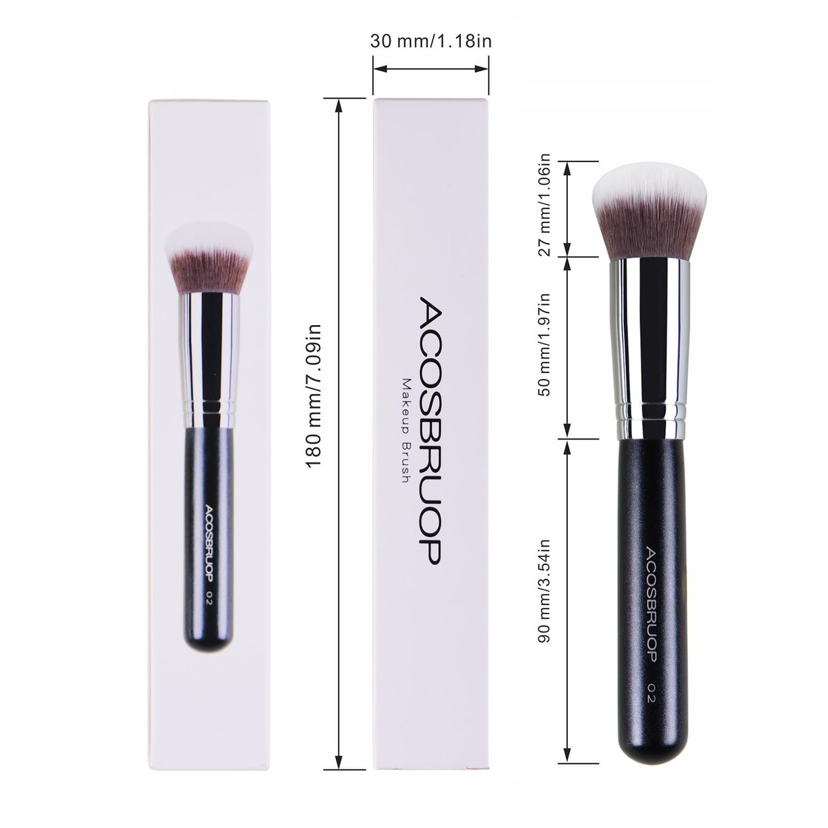 ACOSBRUOP Foundation Brush - Round Top Kabuki Brush for Liquid, Mineral Powder, Buffing & Stippling - Professional Makeup Brush, Black - görsel 3