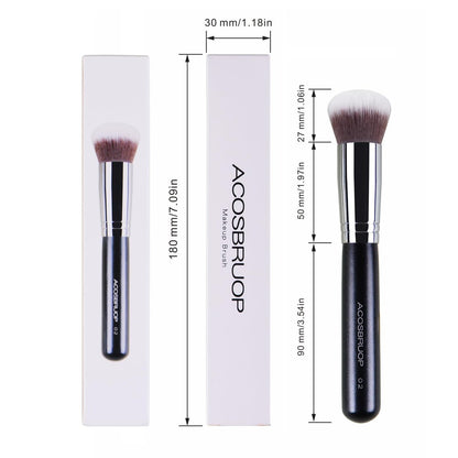 ACOSBRUOP Foundation Brush - Round Top Kabuki Brush for Liquid, Mineral Powder, Buffing & Stippling - Professional Makeup Brush, Black