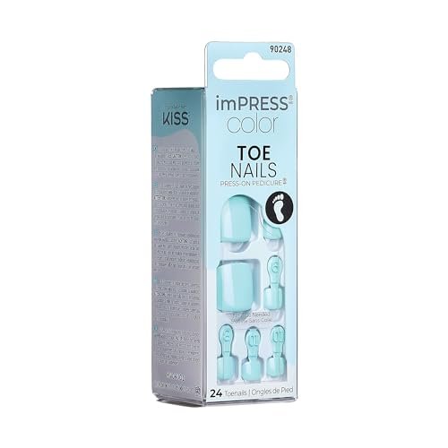 KISS Impress Color Toenails Press-On Nails - 24 Pcs Vivid Sky Blue Acrylic Toenails with Easy Peel & Press Application - görsel 12