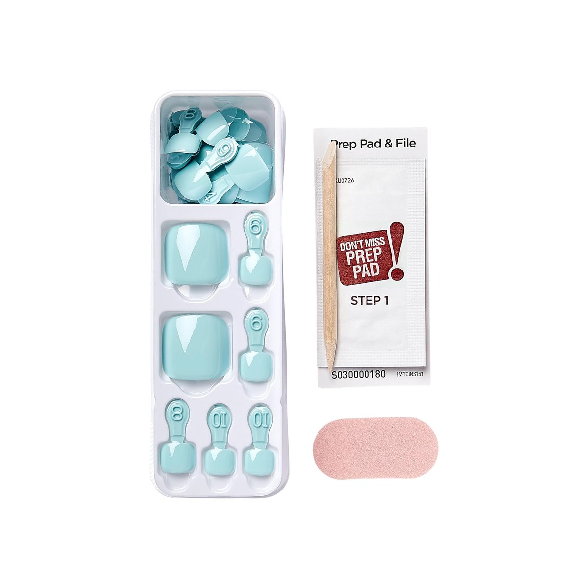 KISS Impress Color Toenails Press-On Nails - 24 Pcs Vivid Sky Blue Acrylic Toenails with Easy Peel & Press Application - görsel 9