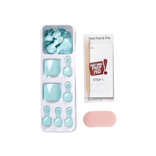 KISS Impress Color Toenails Press-On Nails - 24 Pcs Vivid Sky Blue Acrylic Toenails with Easy Peel & Press Application - görsel 10