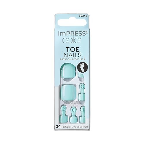 KISS Impress Color Toenails Press-On Nails - 24 Pcs Vivid Sky Blue Acrylic Toenails with Easy Peel & Press Application - görsel 2