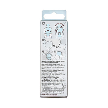 KISS Impress Color Toenails Press-On Nails - 24 Pcs Vivid Sky Blue Acrylic Toenails with Easy Peel & Press Application