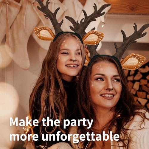 Woxafo Deer Antlers Headband - Cute Reindeer Horns & Ears Costume Accessories for Women Adults, Perfect for Halloween Christmas Cosplay - görsel 12