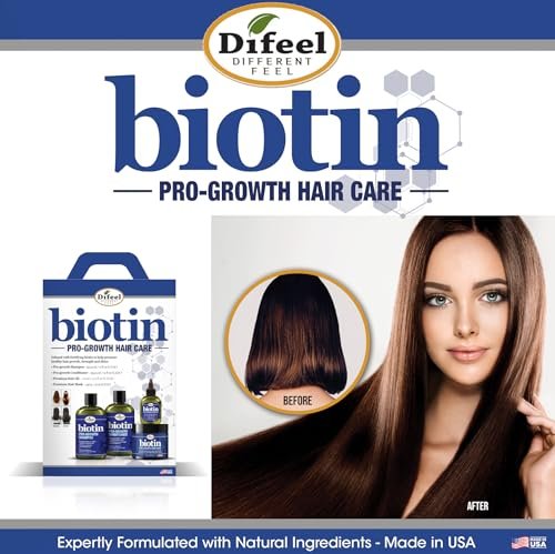 Difeel Biotin Regimen for Hair Growth - 4-Step Shampoo, Condition and Treatment System (4-PC SET) Avelisse
