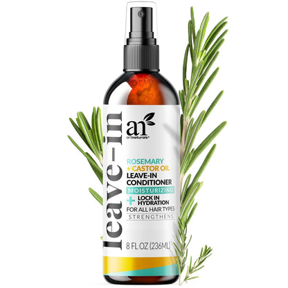 Artnaturals Rosemary & Castor Oil Leave-In Conditioner – 8 Fl Oz – Organic & Natural Ingredients for Damaged Hair, All Hair Types