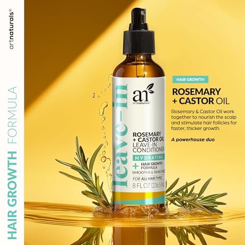 Artnaturals Rosemary & Castor Oil Leave-In Conditioner – 8 Fl Oz – Organic & Natural Ingredients for Damaged Hair, All Hair Types - görsel 6