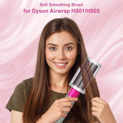 ZEPHBLOW Soft Smoothing Brush for Dyson Airwrap – Replacement Attachment for Fine Hair (Part No. 971891-05, Red)