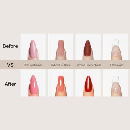 CurvLife 15ml No Wipe Top Coat & Base Coat Set - Clear Glossy Gel Nail Polish for UV/LED Curing - Long Lasting Shiny Finish Avelisse