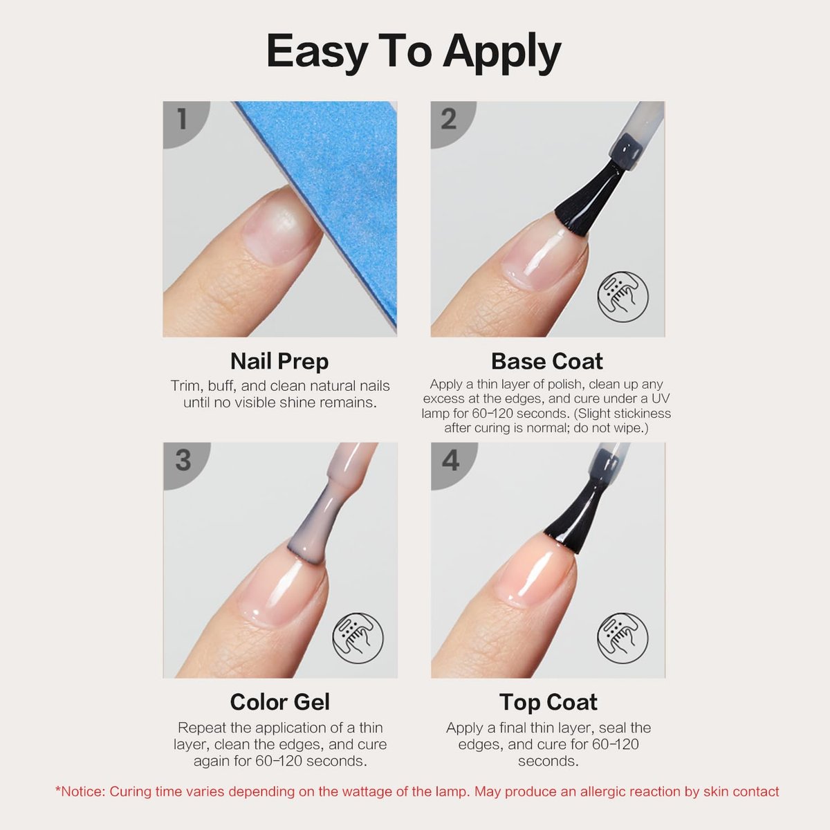 CurvLife 15ml No Wipe Top Coat & Base Coat Set - Clear Glossy Gel Nail Polish for UV/LED Curing - Long Lasting Shiny Finish Avelisse