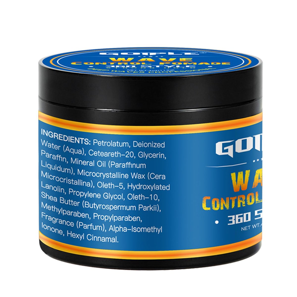 Goiple Natural Wave Pomade Strong Hold Easy Wash 360 Wave Training Hair Cream - Water-Based Wave Grease for Men, Moisture & Silky Shine, 4 oz Avelisse