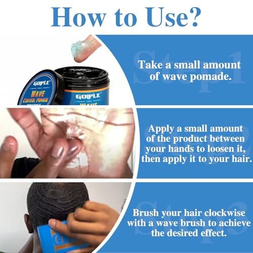 Goiple Natural Wave Pomade Strong Hold Easy Wash 360 Wave Training Hair Cream - Water-Based Wave Grease for Men, Moisture & Silky Shine, 4 oz Avelisse