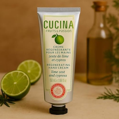 Cucina 6 Pack Regenerating Hand Cream Fruits & Passion Travel Size Set | Coriander Olive Tree, Lime Zest Cypress, Sea Salt Amalfi Lemon
